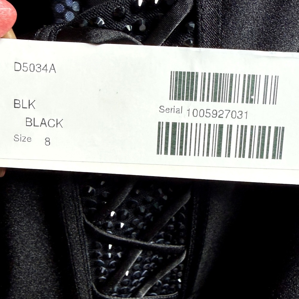 Jovani Black Halter Neck Beaded High Slit Prom Evening Gown Size 8 - Picture 3 of 14